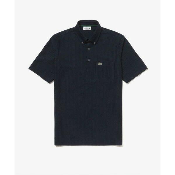 LACOSTE ラコステ スタイリッシュなボタンダウン 鹿の子 ポロシャツ/XL LACOSTE（ラコステ） 鹿の子地切り替え同色ストライプボタンダウン