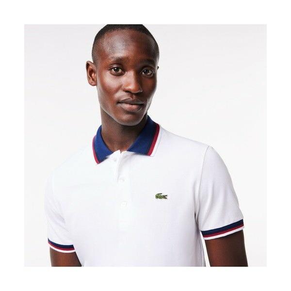 ラコステ　EXCLUSIVE EDITION　鹿の子　ボーダーポロシャツ　白×紺 ラコステ EXCLUSIVE EDITION 鹿の子 ボーダーポロシャツ 白×紺