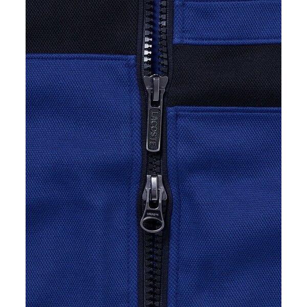 【ダークブルー】アシンメトリーボーダーハイネック ドローストリング 鹿の子地 トラックジャケット LACOSTE（ラコステ） アシンメトリーボーダーハイネック ドロー