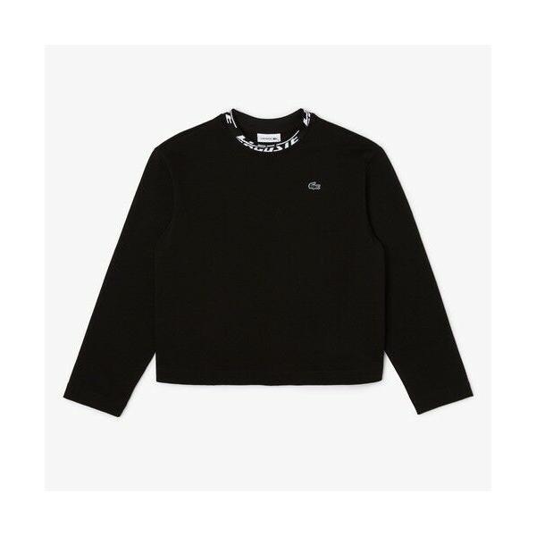 【新品未使用】ラコステ ジャカードネックリブ ロングスリーブシャツ L 黒 LACOSTE（ラコステ） グラフィカルロゴジャカードネックリブロング