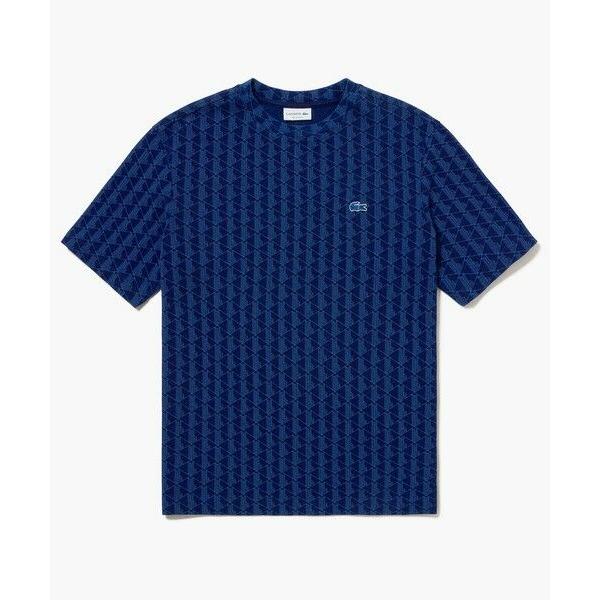 LACOSTE（ラコステ） インディゴ鹿の子地 モノグラム半袖Tシャツ