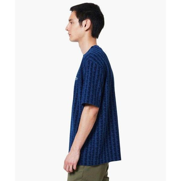 LACOSTE（ラコステ） インディゴ鹿の子地 モノグラム半袖Tシャツ