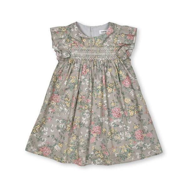 BeBe Petits Pois Vert / ベベ プチ ポワ ヴェール 花柄スモッキングワンピース(95~150cm)｜selectsquare｜06