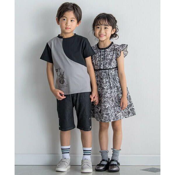 BeBe Petits Pois Vert / ベベ プチ ポワ ヴェール 前立てデザインシック花柄ワンピース(95~150cm)｜selectsquare｜03