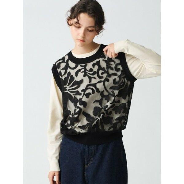 美品✨ミズイロインド　クロシェットネット　刺繍ベスト　ブラック　ブラウス mizuiroind（ミズイロインド） クロシェットネット刺繍ベスト