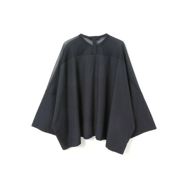 美品 mizuiro ind シアーショルダースタンドカラーワイドシャツ 濃紺 mizuiro ind シアーショルダースタンドカラーワイドシャツ｜ MARcourt