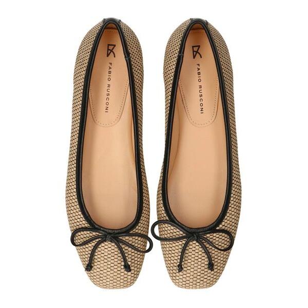 INTER-CHAUSSURES / インター ショシュール 【FABIO RUSCONI】スクエアトウラフィアバレエシューズの画像