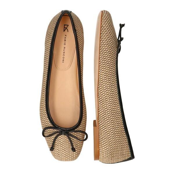 INTER-CHAUSSURES / インター ショシュール 【FABIO RUSCONI】スクエアトウラフィアバレエシューズの画像