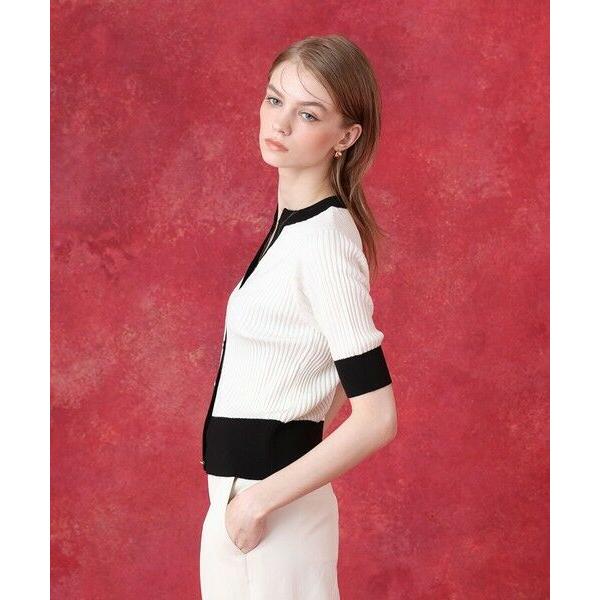allureville（アルアバイル） ◇バイカラーキーネック5分袖