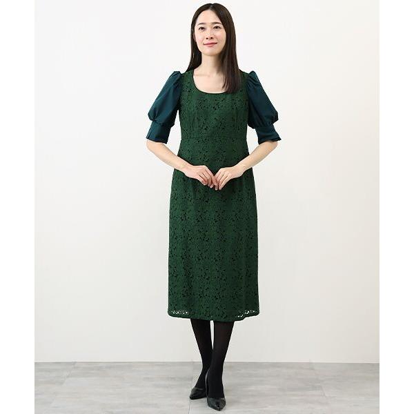 【タグ付き♪】セタイチロウ ボタニカルレース パフスリーブワンピース グリーン タグ付き♪】セタイチロウ ボタニカルレース パフスリーブ