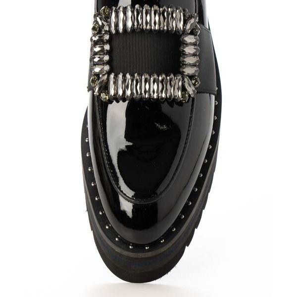 Mode et Jacomo（モードエジャコモ） 厚底ビジューバックルローファー