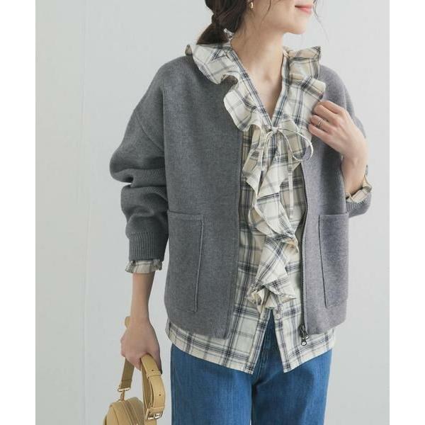 URBAN RESEARCH DOORS ニットZIPブルゾン グレー アーバンリサーチ ドアーズ URBAN RESEARCH DOORS ニットZIPブルゾン