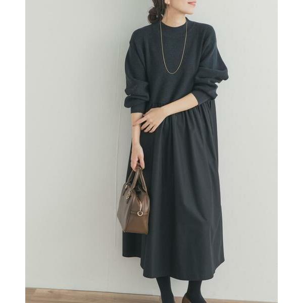 新品タグ付◆ ブラック　DOORS ニットドッキングワンピース　アーバンリサーチ URBAN RESEARCH DOORS（アーバンリサーチドアーズ） URBAN RESEARCH