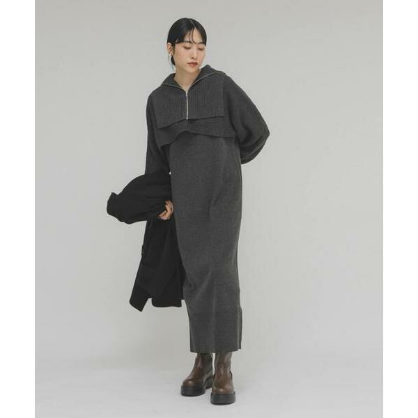 KBF（ケービーエフ） ハーフZIPレイヤードニットワンピース