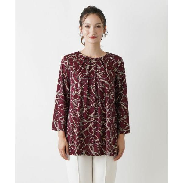 【新品】定価35,200円　レリアン　リボン付きブラウス　ベージュ　13＋ プリントボウタイブラウス | Leilian (Women)/レリアン | 三越