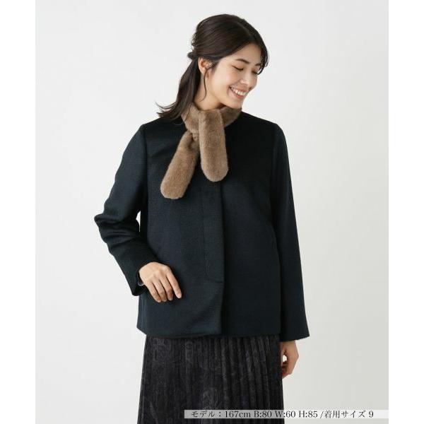 【Leilian】定価14.5万円　ミンク付きアルパカコート　15＋ Leilian（レリアン） ストール付きアルパカ混ノーカラーコート