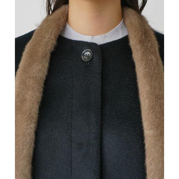 Leilian（レリアン） ストール付きアルパカ混ノーカラーコート