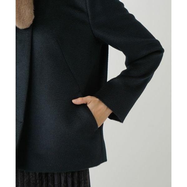 Leilian（レリアン） ストール付きアルパカ混ノーカラーコート