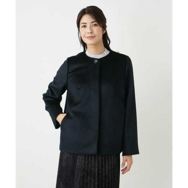 Leilian（レリアン） ストール付きアルパカ混ノーカラーコート