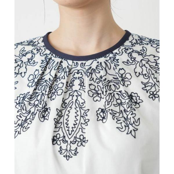 Leilian / レリアン 刺繍フレンチスリーブブラウスの画像