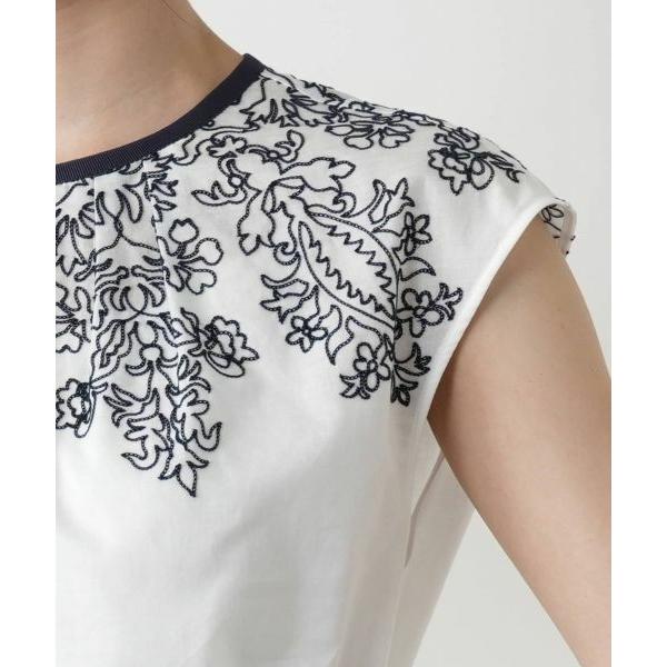 Leilian / レリアン 刺繍フレンチスリーブブラウスの画像