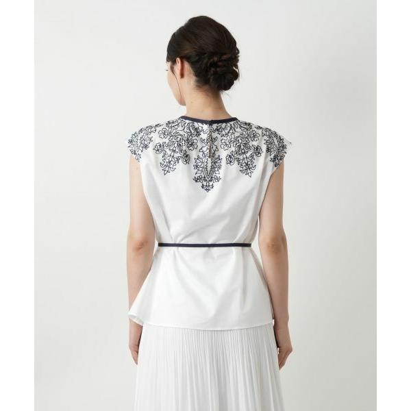 Leilian / レリアン 刺繍フレンチスリーブブラウスの画像