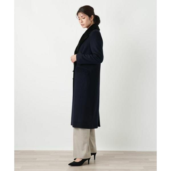 Leilian（レリアン） フェイクファー切替ダブルブレストコート