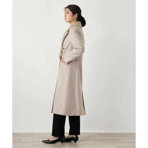 Leilian（レリアン） フェイクファー切替ダブルブレストコート