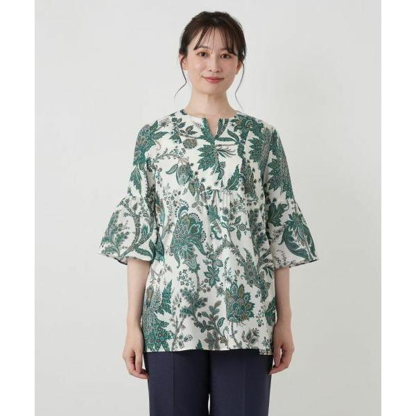 Leilian / レリアン ペイズリー柄キーネックブラウス【ROCHAS Premiere】【RATTI】の画像
