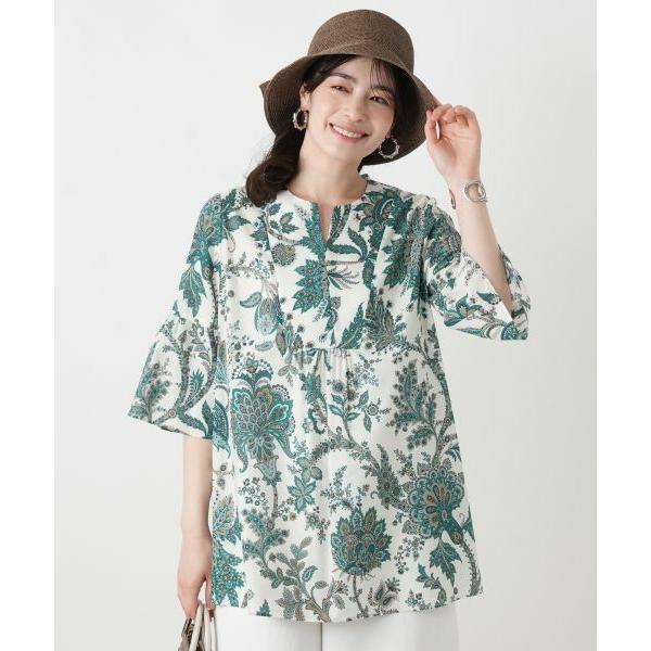 Leilian / レリアン ペイズリー柄キーネックブラウス【ROCHAS Premiere】【RATTI】の画像