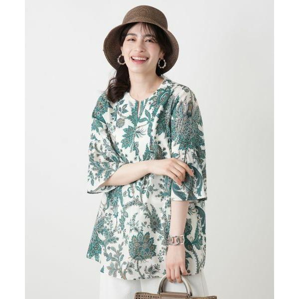 Leilian / レリアン ペイズリー柄キーネックブラウス【ROCHAS Premiere】【RATTI】の画像