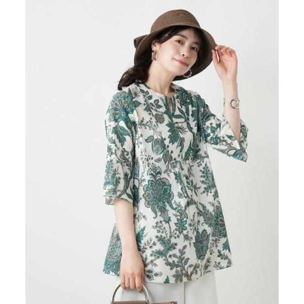 Leilian / レリアン ペイズリー柄キーネックブラウス【ROCHAS Premiere】【RATTI】の画像
