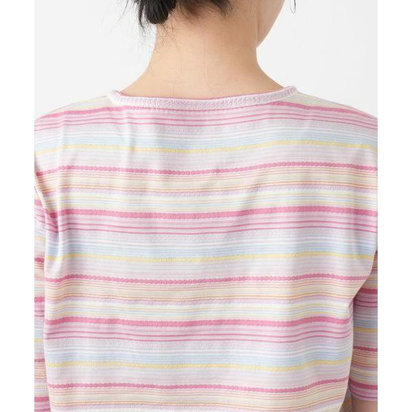 Leilian（レリアン） マルチカラーボーダーTシャツ【Leilian WHITE