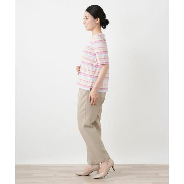Leilian（レリアン） マルチカラーボーダーTシャツ【Leilian WHITE