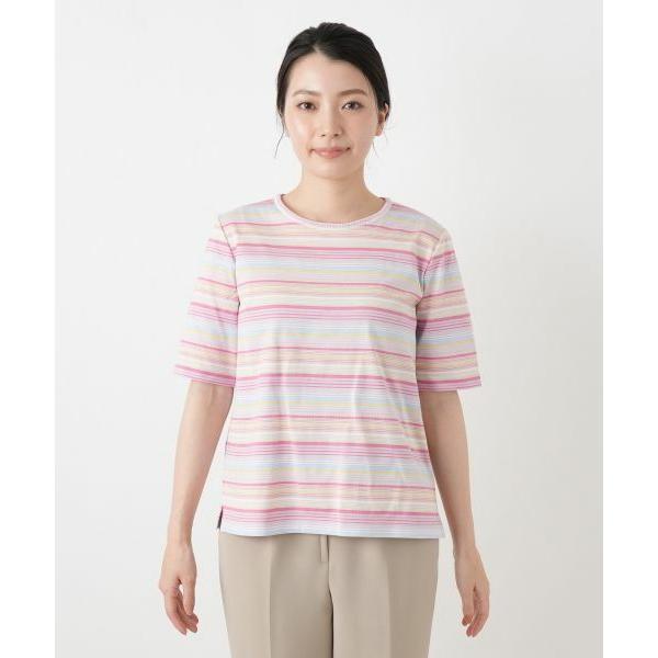 新品】定価33,000円 レリアン マルチボーダーカットソー ホワイト 13＋