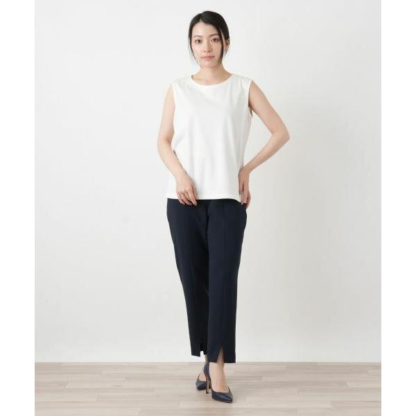 Leilian（レリアン） 刺繍ノースリーブカットソー【Leilian WHITE