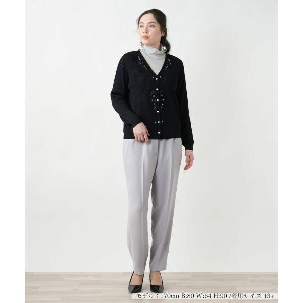Leilian PLUS HOUSE / レリアンプラスハウス フラワー刺繍Vネックカーディガン【CORSINI & PROTI】の画像