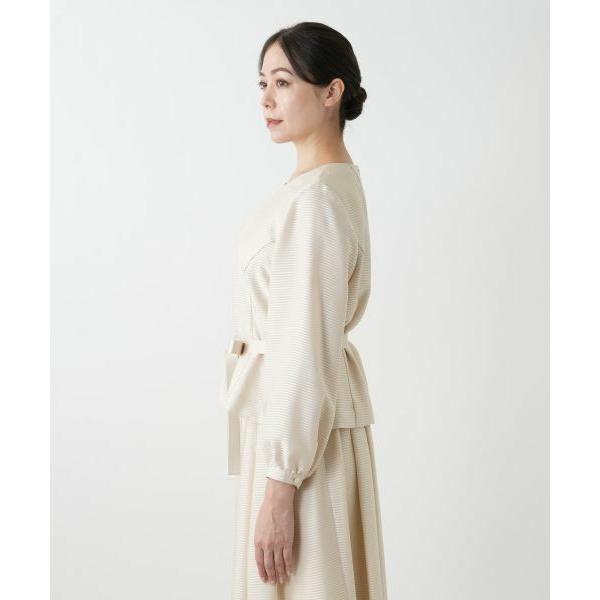 Leilian PLUS HOUSE / レリアンプラスハウス 表情ボーダーノーカラーブラウススーツ_8