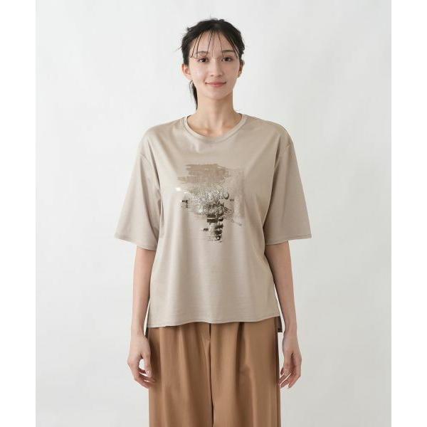 Leilian PLUS HOUSE（レリアンプラスハウス） レース箔プリントTシャツ 