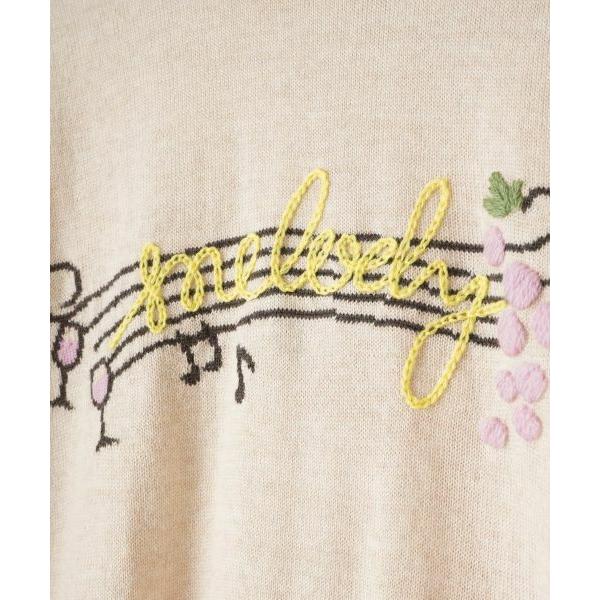 HERMES◇半袖ブラウス切替ニットセーター/シルク/パープル/ボーダー