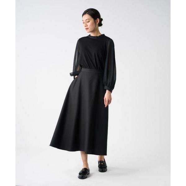 LANVIN COLLECTION / ランバン コレクション バックサテンアシンメトリーフレアスカートの画像