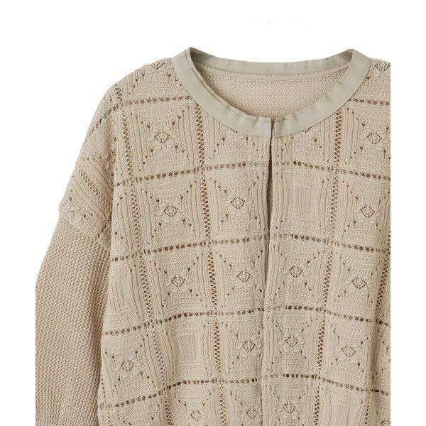 LANVIN COLLECTION / ランバン コレクション メッシュ&ポップコーン ロゴカーディガンの画像