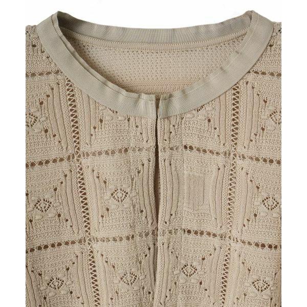 LANVIN COLLECTION / ランバン コレクション メッシュ&ポップコーン ロゴカーディガンの画像