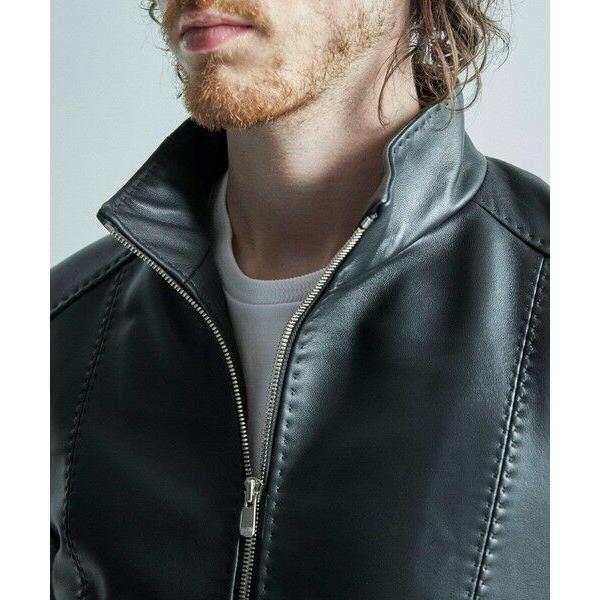 MEN'S BIGI / メンズビギ スタンドカラーシングルライダース シープレザージャケットの画像