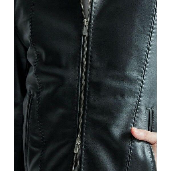 MEN'S BIGI / メンズビギ スタンドカラーシングルライダース シープレザージャケットの画像
