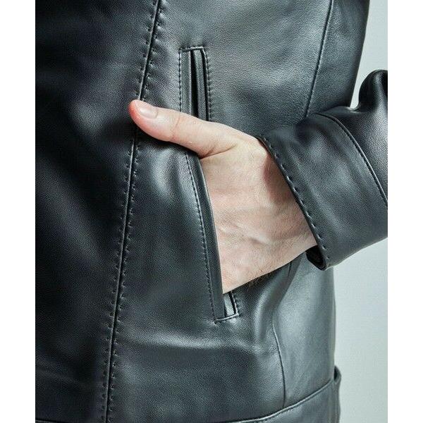 MEN'S BIGI / メンズビギ スタンドカラーシングルライダース シープレザージャケットの画像
