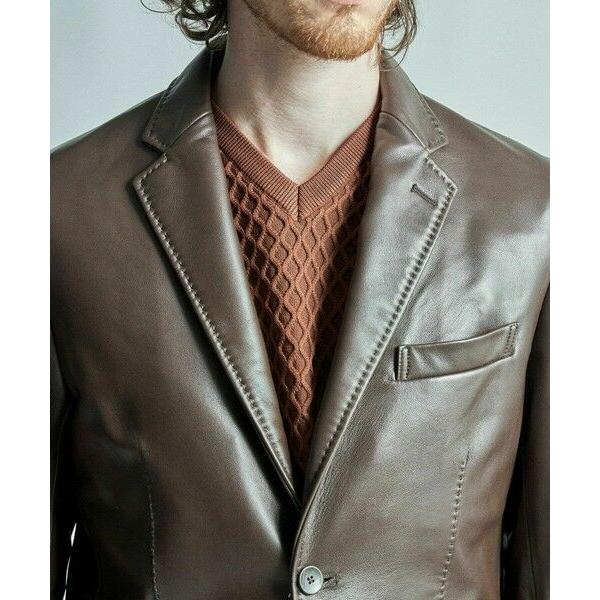 MEN'S BIGI / メンズビギ シープレザーテーラードジャケットの画像