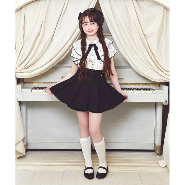 メゾピアノジュニア 音符柄フリル付き半袖ワンピース mezzo piano Junior（メゾピアノ ジュニア） 音符柄フリルブラウス
