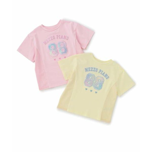 mezzo piano / メゾピアノ スパンコールナンバリング 半袖Tシャツ