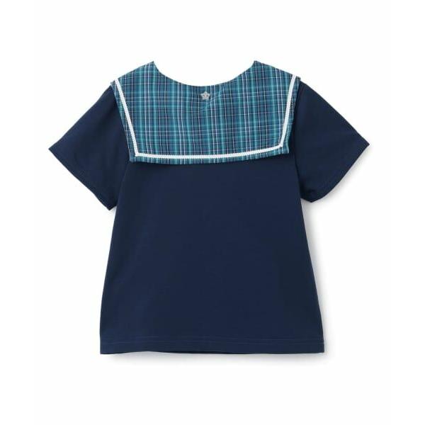 mezzo piano / メゾピアノ チェックセーラー衿つき 半袖Tシャツ【遮熱